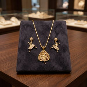 Conjunto de Collar y Pendientes con Colgante de Corazón Bañado en Oro y Perla de Agua Dulce para Mujer, Regalo de Boda Hindú - Product Image 2