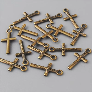9*17mm 앤틱 브론즈 소형 가톨릭 십자가 로사리 팔찌 장식용 - Product Image 6