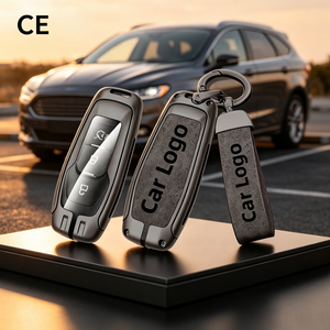 Étui de clé en alliage de zinc et cuir, entièrement enveloppant, anti-rayures, de luxe, pour clé Ford Focus, avec porte-clés, prix usine Chine - Product Image 1