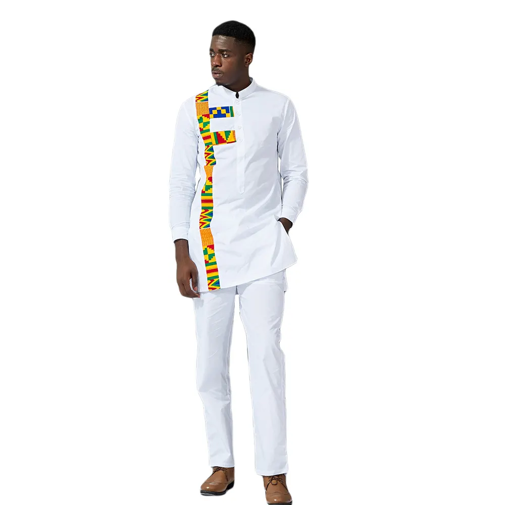 African clothing plus size long sleeve shirts and pants two pieces fashion summer casual men's suits