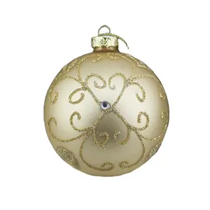 Hot koop frosted golden kerstboom opknoping glazen bal ornamenten