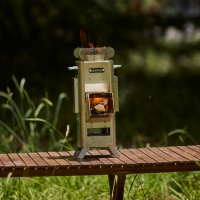 Réchaud de camping en acier inoxydable-Mini réchaud à fusée portable avec logo personnalisé Design minimaliste à faible quantité minimale de commande