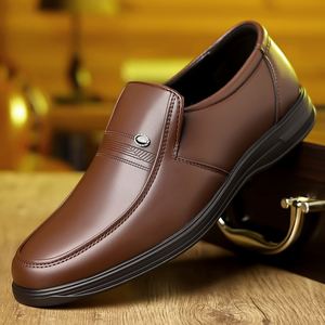 Zapatos Formales de Cuero para Hombre, Estilo Británico, Modernos, Sencillos, de Color Sólido, Diseño Casual sin Cordones - Product Image 1