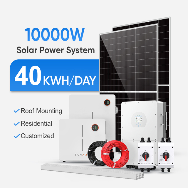 Sunevo Roof Mounting Solar Power System 10kw 15Kw 20kw 25Kw 30kw Hybrid Solar Panels Kit System for Home