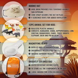Kit de exploración para niños: binoculares para exteriores, figuritas de animales, linterna con manivela manual, sombrero Safari Boonie, equipo de camping - Product Image 4