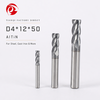 Fraise à queue carrée de haute précision, revêtue d'étain, 4 dents, en carbure, certifiée CE, OEM/ODM Allemagne pour usinage CNC