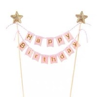 Décorations de gâteau Joyeux Anniversaire : Guirlande et Bannière pour Fêtes d'Anniversaire Garçons et Filles