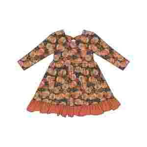 Qingli OEM nuovo abbigliamento di Halloween <span class=keywords><strong>zucca</strong></span> ragazza vestito con fiocco sul retro vestiti per bambini all'ingrosso per 0-14years Teen - Product Image 4