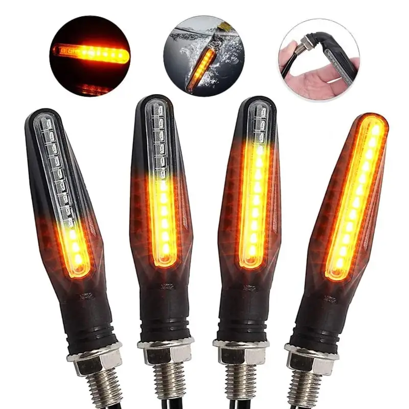 Universele Motorfiets Richtingaanwijzer Gebouwd Relais 12V Flasher Moto Led Stromend Water Blinker Buigbare Knipperende Signalen Lamp