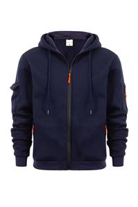 Jaqueta Casual Masculina de Moletom com Zíper e Capuz, Multibolsos, Esportiva, Tamanhos Grandes, para Primavera e Outono - Importada - Product Image 5
