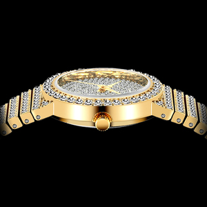 Reloj <span class=keywords><strong>de</strong></span> Pulsera Blues <span class=keywords><strong>de</strong></span> Oro <span class=keywords><strong>de</strong></span> 18k con Diamantes, Diseño Redondo, Delgado y Lujoso, para Raperos <span class=keywords><strong>de</strong></span> Hip Hop - Product Image 3