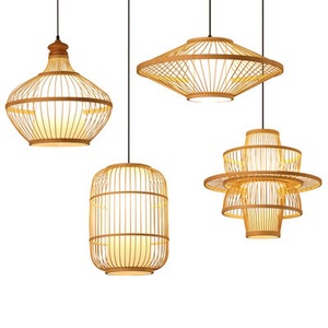 Chinese Style Bamboo Woven Pendant <b>Lamp</b> Round E27 LED Single Head Chandelier For Living Room Bedroom Dining Room - Product Image 2