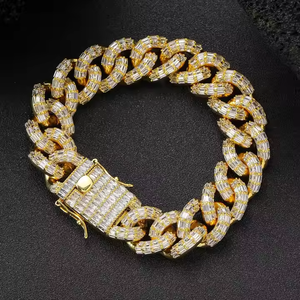 22MM Cuban <b>Chain</b> Necklace 925 Sterling Silver Gold Plated Moissanite Hip Hop Jewelry Luxury <b>Iced</b> <b>Out</b> Statement for Men Women - Product Image 5