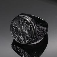 Bague Chevalier Romain en Acier Inoxydable pour Homme, Style Punk Vintage, Bague Chevalière Gothique, Finition Antique 316L