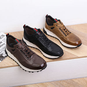 Zapatos de cuero personalizados para hombre, zapatillas informales para correr a la moda, color blanco y negro, venta al por mayor, 2022 - Product Image 2