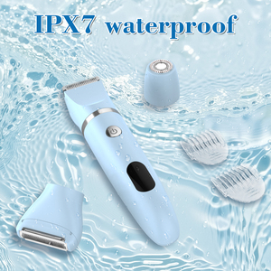 Épilateur électrique sans fil 3-en-1 bleu pour femme, étanche, recharge USB, écran LED, épilation corporelle indolore, en plastique, garantie 1 an - Product Image 3