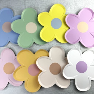 DAMAI 8PCS Assiettes en papier fleuries jetables 9 pouces, assiettes en forme de fleur, assiettes rétro pour anniversaire, mariage, fournitures de fête - Product Image 4