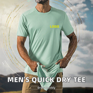 Camisetas de Manga Corta para Hombre, Cuello Redondo, 100% Algodón, Ajuste Delgado, Secado Rápido, con Logotipo Personalizado, Servicio OEM - Product Image 2