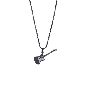 Colar de Guitarra Masculino Hip-Hop, Pingente de Aço Inoxidável Unissex, Joia de Personalidade Estilo <span class=keywords><strong>Rock</strong></span>, Acessório de Suéter com Corrente de Bambu - Product Image 5
