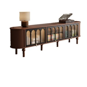 Mueble de TV de Madera Maciza Estilo Retro Francés 2025, Nuevo Estilo Americano Vintage, Mueble de Almacenamiento para Sala de Estar - Product Image 3