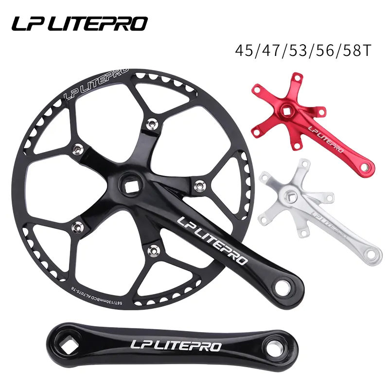 LP-Litepro Bicycle 130 BCD 45/47/53/56/58T Chain ring Square Hole Crankset Single Crank for Folding Bike BMX