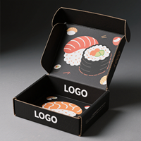 Boîte à sushi noire sur mesure emballage de luxe papier ondulé sushi à emporter boîte d'expédition en papier kraft personnalisée à emporter recyclable