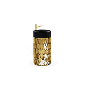 Lavabo de pilar de mármol de arte minimalista moderno Villa de lujo Diseño de gama alta Baño Lavabo de acero inoxidable - Product Image 1