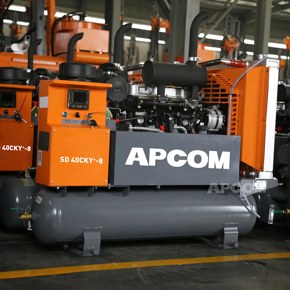 drilling machine screw air compressors giantair durable fuel efficient portable movable heavy diesel rotary 8bar 185cfm