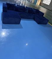 Canapé modulaire en velours côtelé en forme de U, 133x68 pouces, avec chaise longue profonde surdimensionnée, sans assemblage, gonflable, pour école