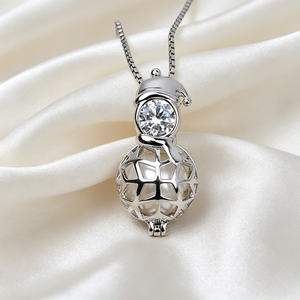 Pendentif Cercle à Perles Bonhomme de Neige de Noël, Plaqué Argent S925, Creux et Ouvert, Compatible avec Perles Rondes de 5-6mm, pour Fabrication de Colliers DIY - Product Image 1