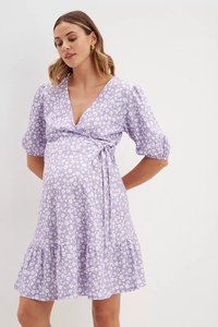 Robe <span class=keywords><strong>de</strong></span> maternité tendance à manches bouffantes, mini-robe respirante et antibactérienne, coupe trapèze, pour l'été et les séances photo <span class=keywords><strong>de</strong></span> <span class=keywords><strong>grossesse</strong></span> - Product Image 2