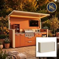 Muebles de Exterior Plegables para Barbacoa, Gabinete de Cocina con Parrilla de Gas, Cocina de Inducción, Fregadero y Refrigerador para Fiestas de Verano en el Jardín o Patio Trasero