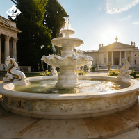 Fontaine décorative en marbre blanc sculpté, motif herbe bouclée multicouche en pierre naturelle, pour villas, hôtels et aménagements paysagers