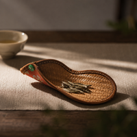Cuillère à thé artisanale en bambou tressé, style Zen Kung Fu, accessoire vintage pour mesurer les feuilles de thé