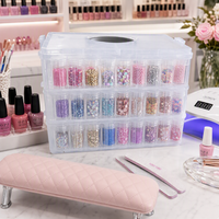 Boîte de rangement empilable pour perles, 162 pots, organisateur transparent à 3 niveaux pour loisirs créatifs, flacons à couvercle vissé, kit de bijoux DIY
