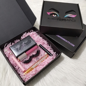 Boîte d'emballage pour cils cosmétiques en gros, faite à la main, super volumineuse, courbure D, 25 mm, cils en bande, cheveux humains, fournisseurs de cils 3D - Product Image 1