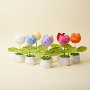 Plantas de Tulipanes en Maceta Hechas a Mano de Algodón, 14 cm, Estilo Natural, Ecológicas, para Regalos de Graduación - Product Image 2