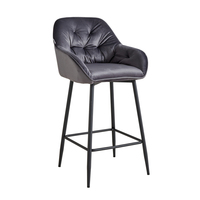 Tabouret de bar moderne en velours avec pieds en métal noir, fauteuil rembourré capitonné pour îlot de cuisine, comptoir et café, siège confortable