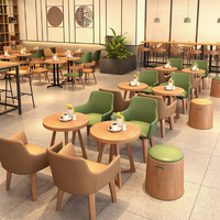 Café Restaurant Meubles En Bois Massif Loisirs Négociation Réception Salon Zone Librairie Canapé Stand Table et Chaise Ensemble