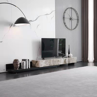 Rundes Couchtisch-Set in moderner Größe mit Hocker, hölzerne Felsplatte einziehbarer Marmor-Coffee-Tisch Fernsehschrank