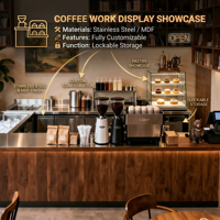 Vitrine de présentation de café avec comptoir latéral pour magasin