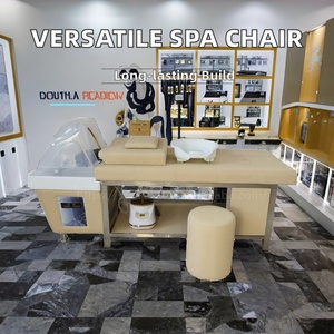 Chaise de shampooing multifonctionnelle en acier inoxydable pour salon, spa, salle de bain, salle à manger, meubles de beauté, massage, cuir synthétique - Product Image 2