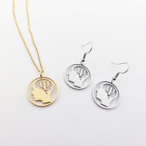 Collier en acier inoxydable 316L, symbole psi, bijou cadeau, collier délicat pour psychologue, bijou de sororité grecque - Product Image 4