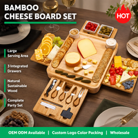 Plateau de service en bambou de qualité supérieure en forme de bonbon, plateau à collation multi-compartiments en bois massif naturel pour fêtes de luxe et décoration intérieure