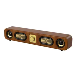 레트로 나무 스피커 휴대용 사운드 바 하이파이 스테레오 카드 홈 컴퓨터 데스크탑 무선 사운드 FM 라디오 서브 우퍼