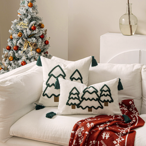 XM-254 High Quality <strong>Christmas</strong> Canvas Pillow Case Embroidery Tree Luxury <strong>Cushion</strong> <strong>Covers</strong> - Product Image 2