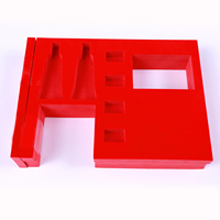 Boîte de rangement en mousse EVA de densité moyenne recouverte de velours rouge luxueux pour bijoux