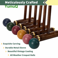 YumuQ Ensembles de jeu de croquet de 35 pouces en bois d'hévéa de qualité supérieure pour six joueurs, avec sac de transport, pour jeux en extérieur