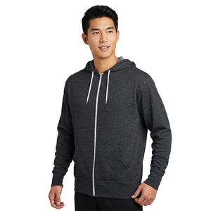 Sudadera con Capucha y Cierre de Cremallera para Hombre, Color Gris Oscuro, Corte Regular, 100% Algodón, Felpa Francesa, Estilo Casual para Otoño - Product Image 2