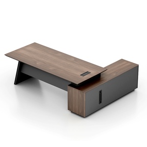 Modern Convertible & Extendable Executive Office <b>Desk</b> & Chair Set Luxury Boss Wooden <b>Desk</b> with Ceo Certification by Director - Product Image 1